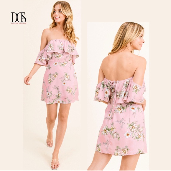 Pretty Lady - Floral Boho Off Shoulder Dress - Picture 2 of 5